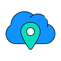 gps location cloud storage line icon vector. gps location cloud storage sign. isolated symbol illustration