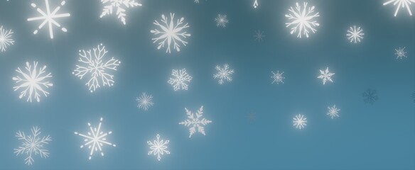 Winter Wonderland, Falling Snowflakes on a Blue Sky
