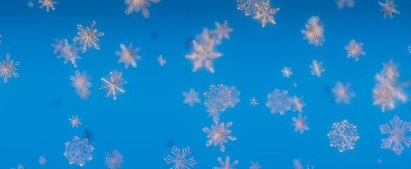 Snowflakes Falling on a Blue Sky