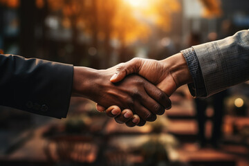 Close-up of two people shaking hands