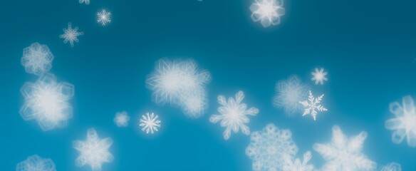 Winter Snowflakes Falling on Blue Sky