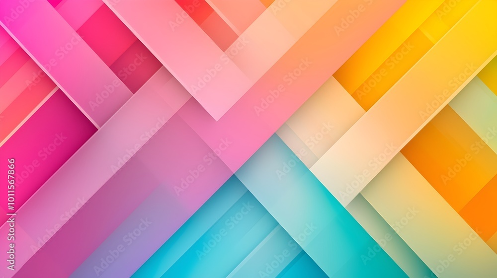 Poster vibrant geometric illusion - dynamic abstract background with layered shapes and bold contrasts crea