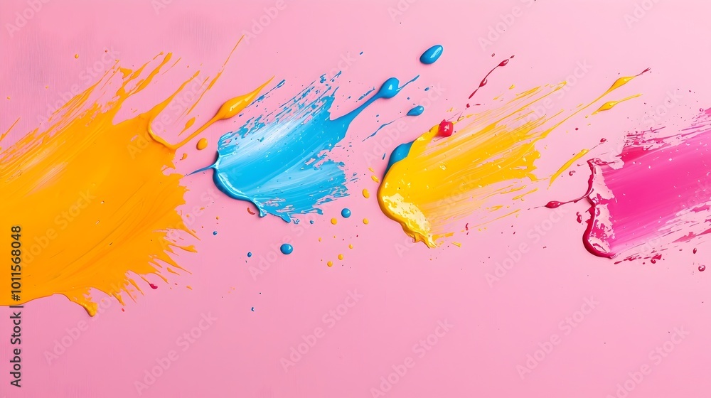 Poster vibrant abstract chaos splattered paint and dynamic strokes - colorful background with flowing lines