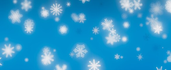 Snowflakes Falling on a Blue Sky