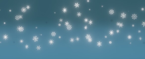 Falling Snowflakes on a Teal Background