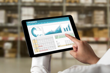 Spreadsheet document information financial startup concept. data and graphs in spreadsheet documents for online analysis project dashboard accounting digital snugly