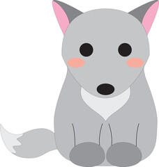 cute cartoon colored little gray wolf cub stock vector, white background