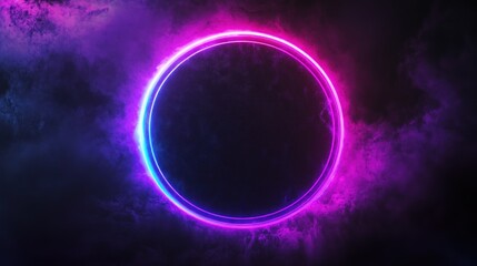 A vibrant glowing circle surrounded by colorful nebula-like effects in a dark setting.