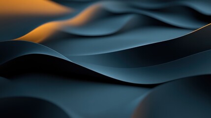 Obraz premium Abstract waves in dark tones with a hint of light, creating a serene atmosphere.