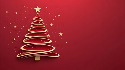 Stylish Christmas tree with star on red background vector illustration