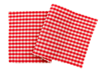 Piece of torn crumpled checkered fabric on a white background. Textile. Cellular tissue isolate