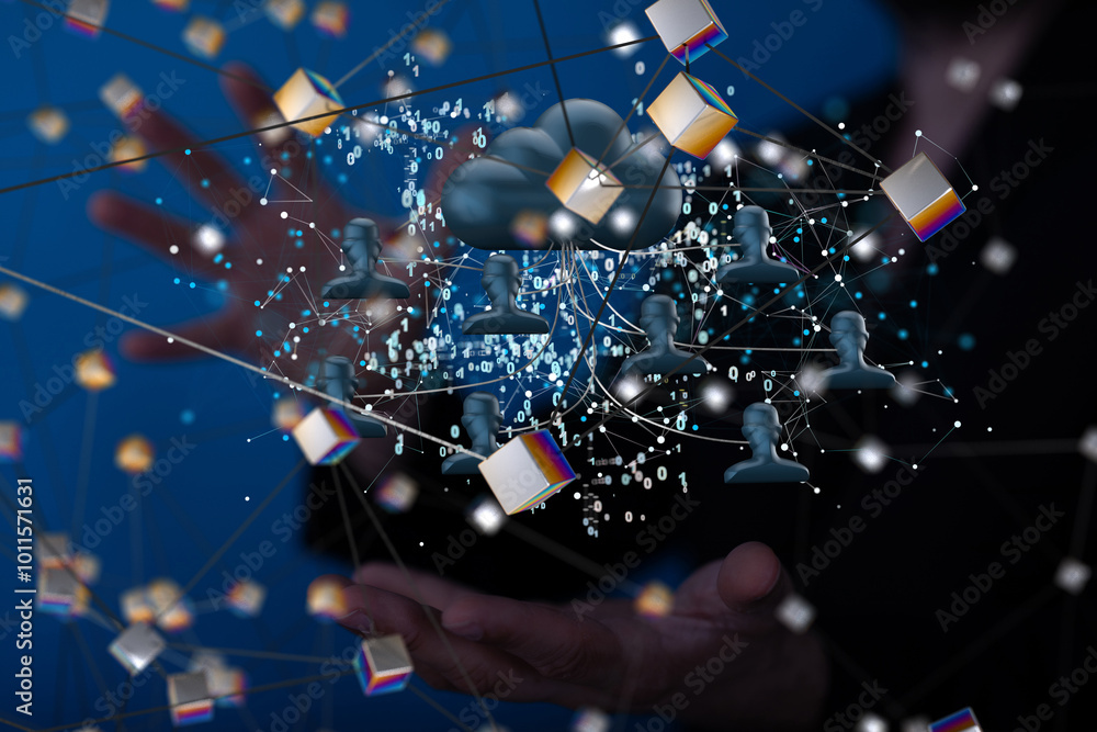 Poster big data cloud digital 3d