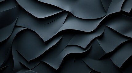 Obraz premium Abstract dark wavy texture, smooth folds in black for modern design.