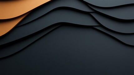Fototapeta premium Abstract layered waves in black and brown with smooth texture.