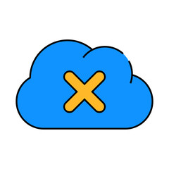 failed access cloud storage line icon vector. failed access cloud storage sign. isolated symbol illustration