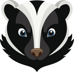 A skunk head vector art colorful illustration design on a wildlife forest animal