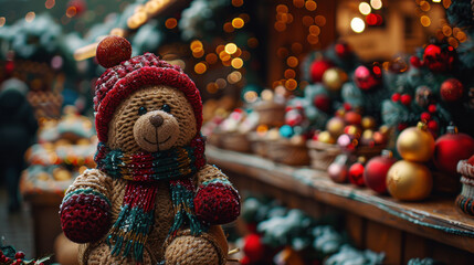 christmas teddy bear on the central holiday fair
