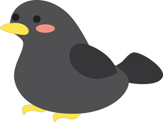 cute cartoon colorful little black raven stock vector, white background