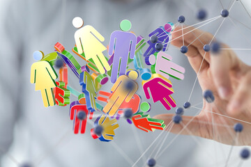 Global network. Blockchain. 3D illustration. Neural networks and artificial intelligence. Abstract