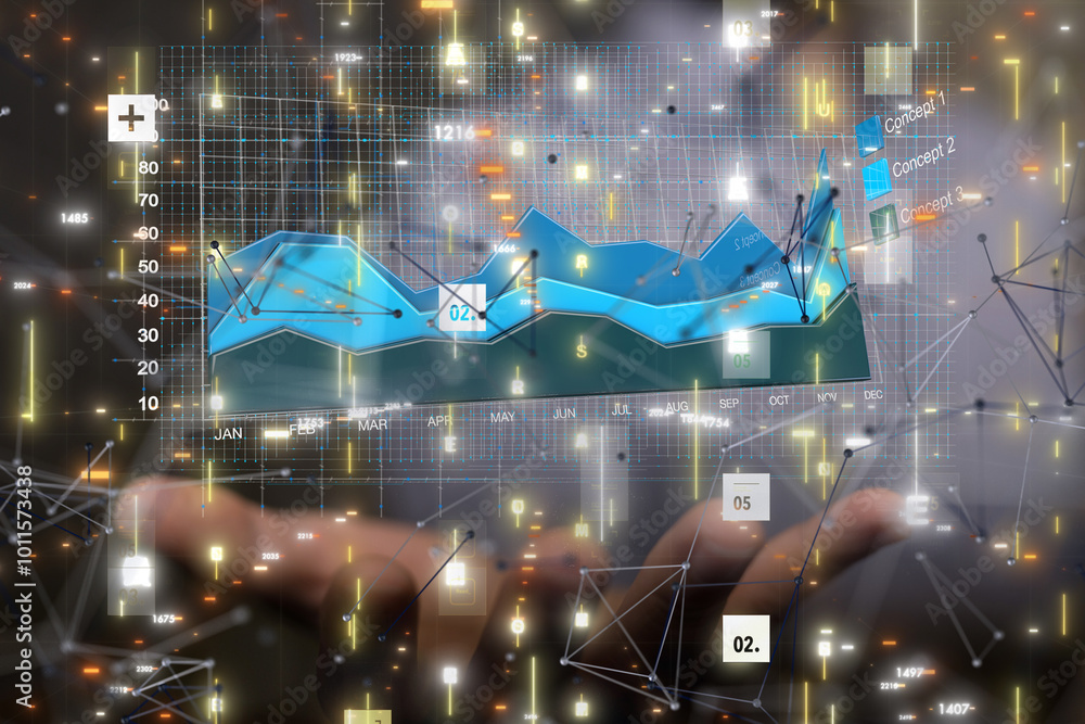 Aufkleber diagram futuristic wave, futuristic data stream