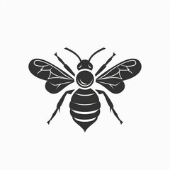 Fototapeta premium A Detailed Illustration of a Bee With Prominent Wings and Body Features Against a Plain Background