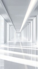 Obraz premium Modern Bright Corridor With Sleek Design and Ample Natural Light During Daytime