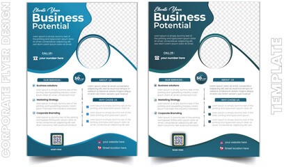 corporate and business flyer template design set with two colors variations of marketing flyer.