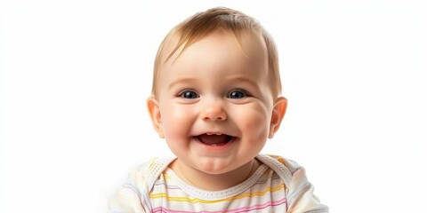 Adorable cute baby smiling isolated on white background cutou