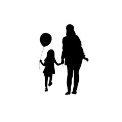 silhouette of a mother holding her child's hand