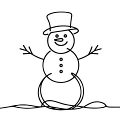cheerful snowman in a hat , PNG for festive decoration