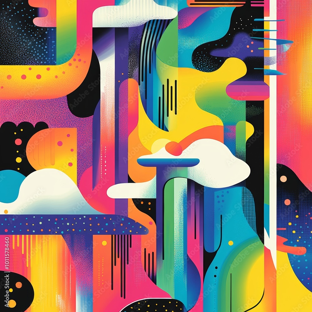 Poster abstract colorful pattern design with geometric shapes and dots