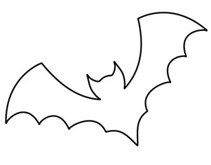 Halloween bat outline vector design isolated on white background. Black line icon halloween bat, vector.