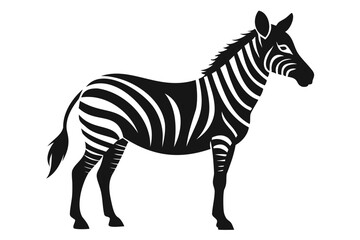 Obraz premium Zebra line art black silhouette vector illustration on a white background, Hand drawn vector silhouette