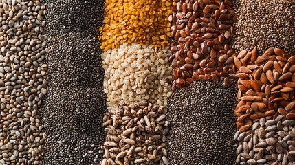 Assorted Seeds on a Rustic Background