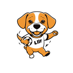 Playful Dog with Soccer Ball Vector - Cartoon Puppy Playing Sports