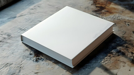 White Book Mockup on a Textured Surface 3D Illustration