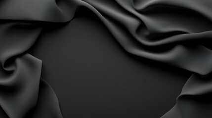 Fototapeta premium Elegant black satin fabric background with smooth, flowing texture.