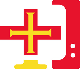 Obraz premium Monitor and CPU icon Guernsey Flag