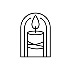 Candle vector line art logo design Elegant Spa Icon. Soothing Light Symbol for Wellness and Relaxation.