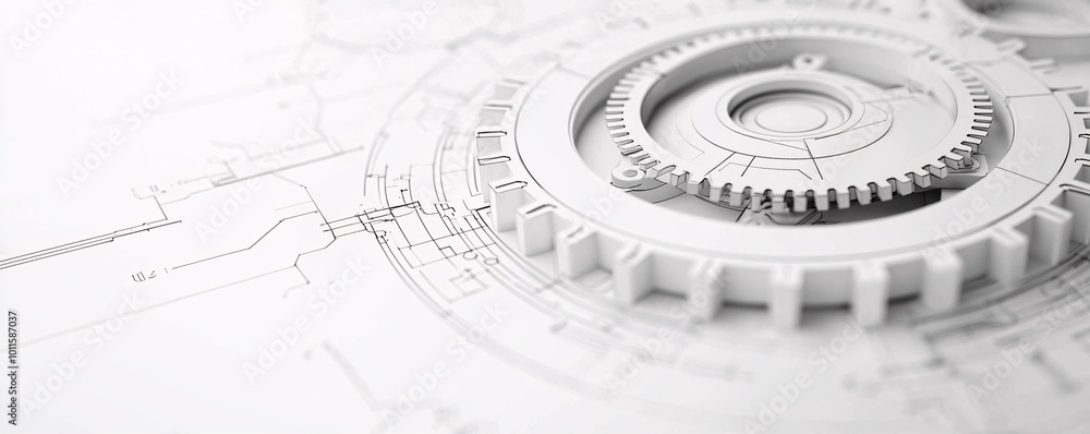Poster futuristic architectural blueprint - detailed close-up of minimalist design with geometric patterns 