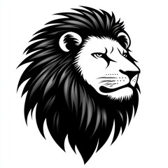Fototapeta premium A Detailed Black and White Illustration of a Lion's Head Featuring Striking Mane and Fierce Expression