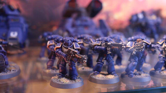 CARDIFF, MID GLAMORGAN, WALES UK - OCTOBER 3, 2024: WARHAMMER GAMES WORKSHOP MINATURE GAME 