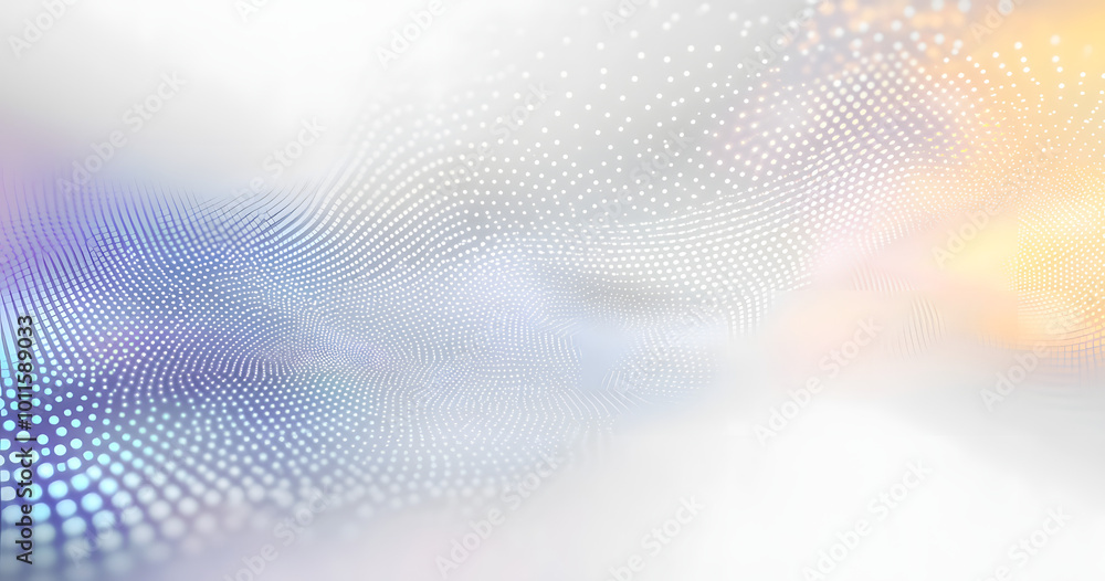 Poster vector background with white abstract wave dots