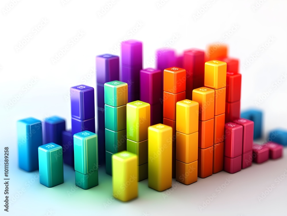 Poster Vibrant Colorful Bar Graph with 3D Effect