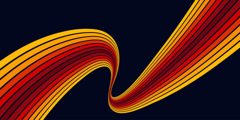 Abstract colorful 70s background vector. Vintage retro wallpaper with rainbow stripes and wavy lines. A 1970 color illustration suitable for posters, banners, decorative items and wall art.