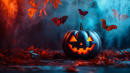 Background for Halloween with Pumpkin