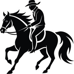 Horse and rider jumping over a hurdle. Hand drown horse vector.
