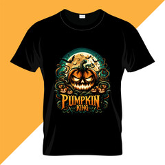Pumpkin King – Halloween T-shirt Design Vector. Happy Halloween lettering. Greeting cards, posters, banners, flyers and invitations. Happy Halloween text, holiday background stock illustration