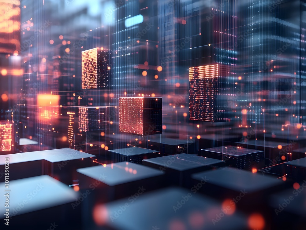 Aufkleber Futuristic Data Visualization Concept in Abstract Space