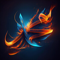 Muhammad calligraphy with fire 3d style artwork
